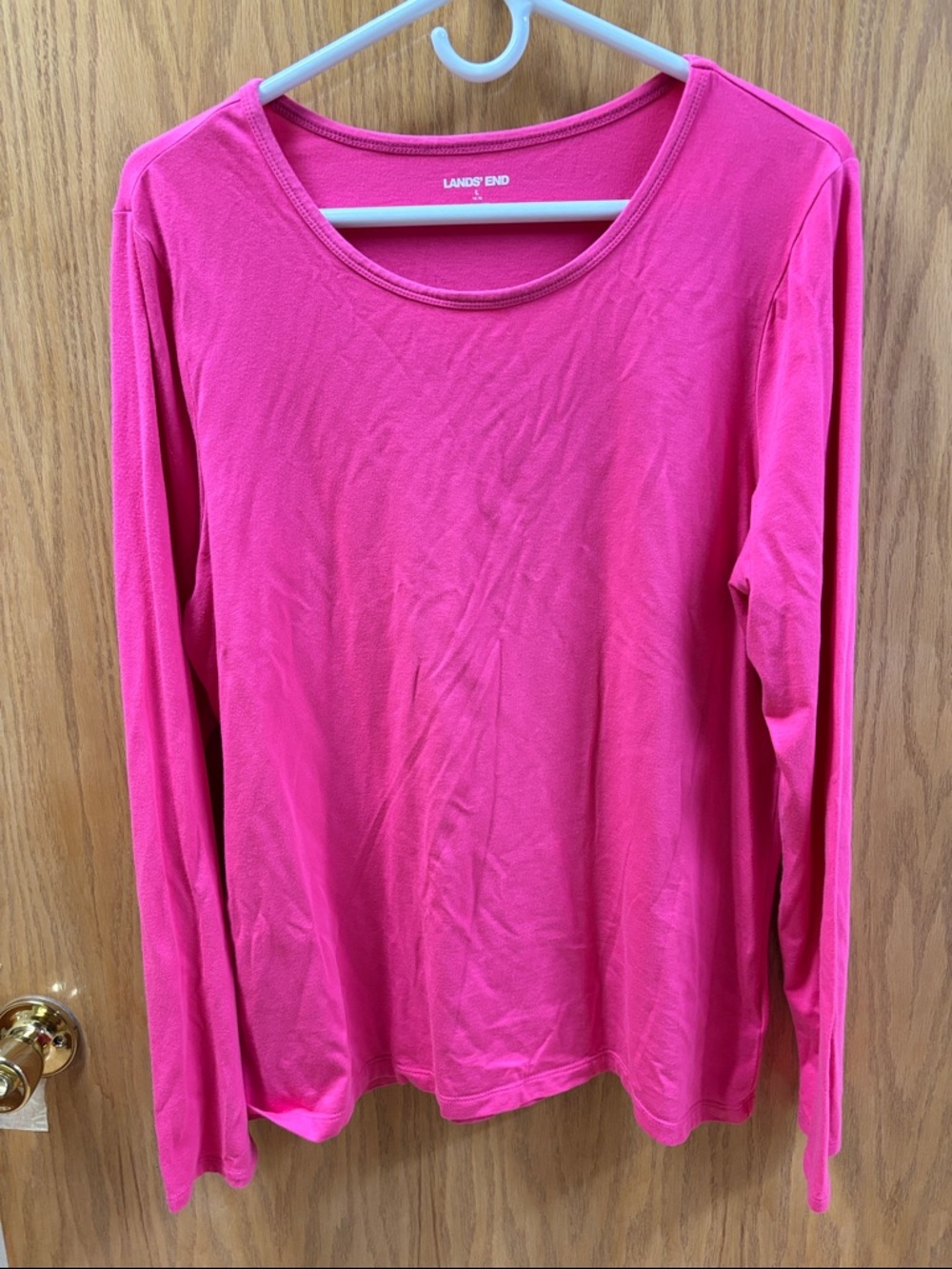 Lands' End Women's Long-Sleeve Crewneck Top - Hot Pink